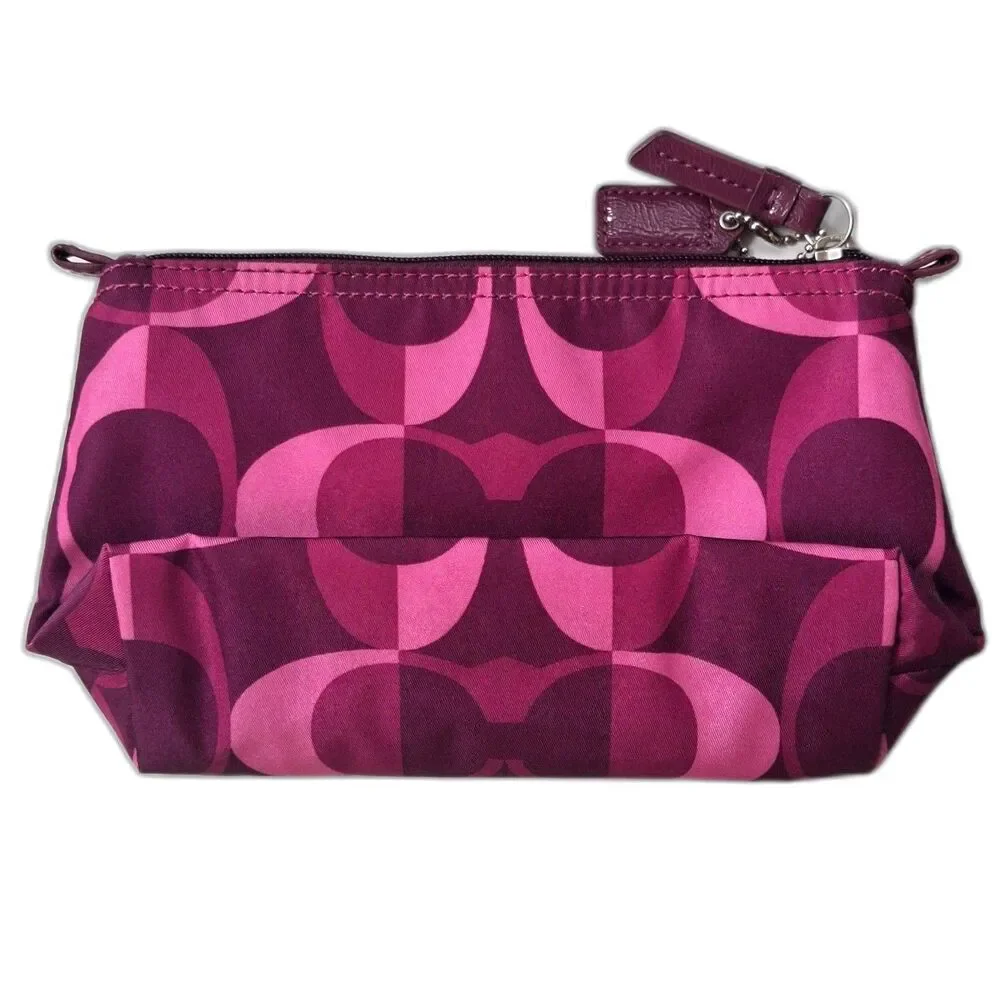 COACH Peyton Dream Cosmetic Bag Pouch Purple Pink Signature C Geometric NWOT '13